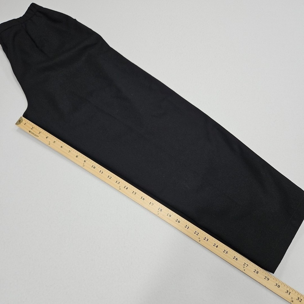 Eileen Fisher Large Black Woven Wool Crepe Straight Leg Trouser Pants Pockets - Picture 7 of 9